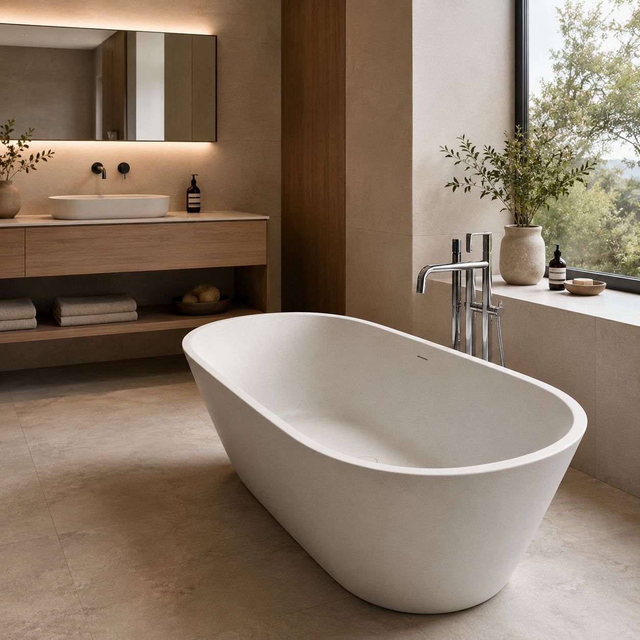 olive luxury stone bath