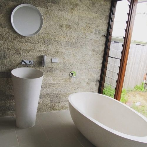Speaker freestanding stone sink